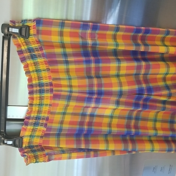 💕WEWOREWHAT💕 Plaid Print Smocked Mesh Pants ~ Swimsuit Coverup Large L NWT - Picture 9 of 16